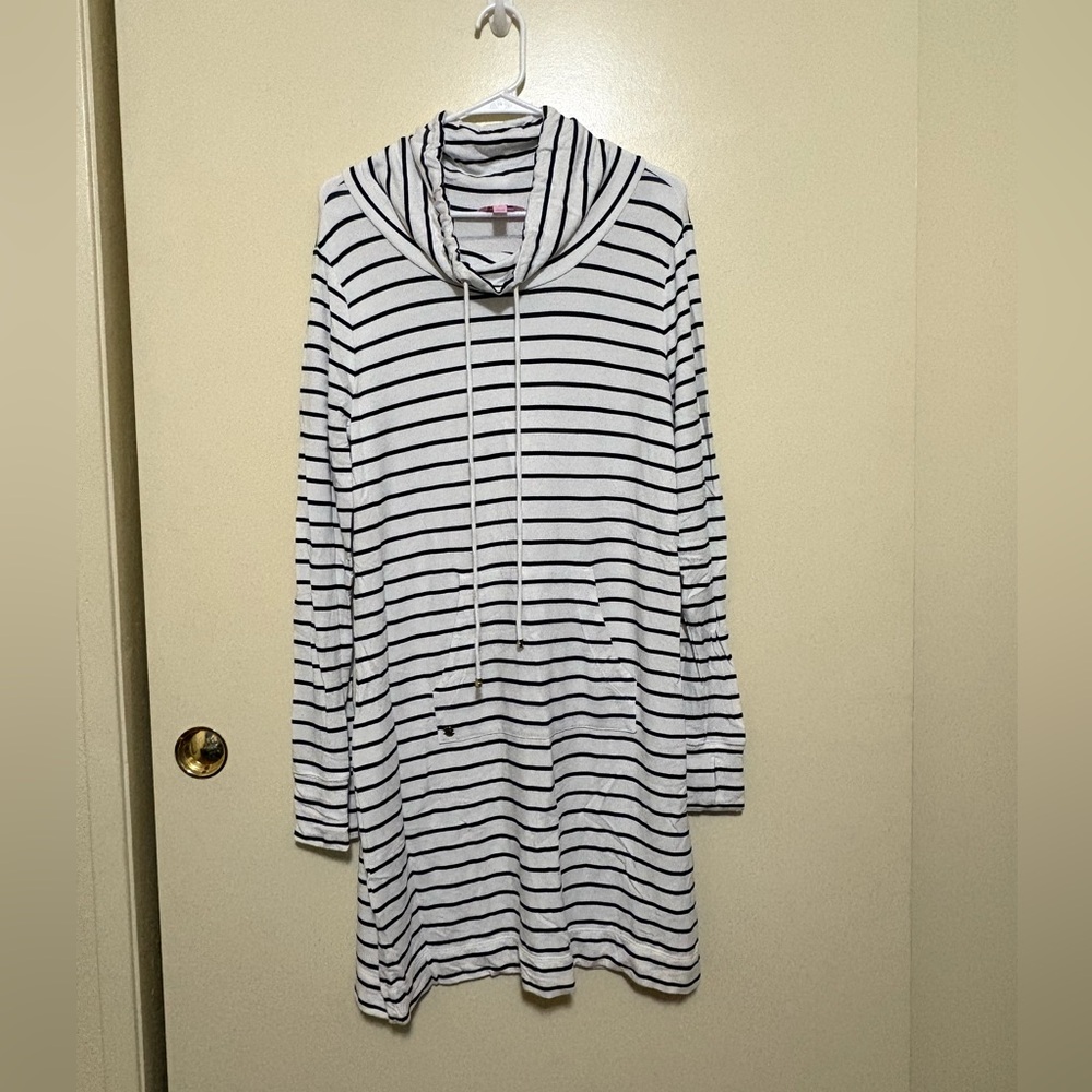 Lilly Pulitzer White and Black Striped Midi Dress